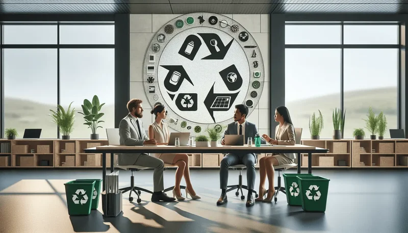 Sustainable desk, Eco-friendly chair, Green office space, Bamboo workstation, Upcycled office decor