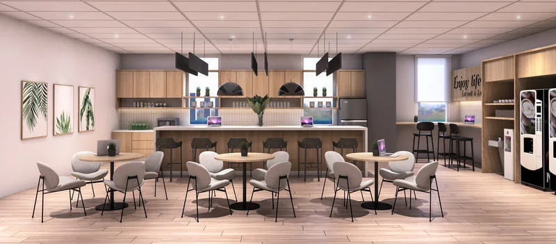 Green workspace, Indoor plants, Modular office ,Eco break area, Office recycling
