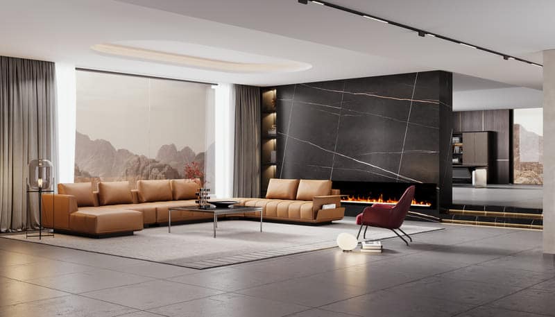 Ergonomic office chair, Standing desk setup, Modern minimalist desk, Modular workspace, Vibrant office lounge